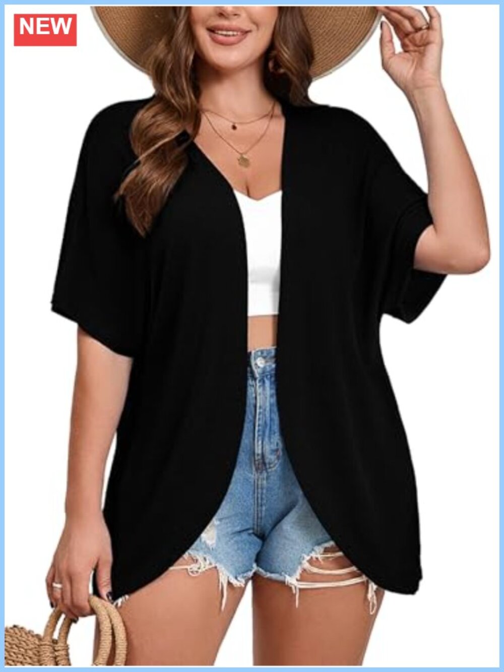 Plus Size Short Sleeve Cardigan Lightweight Open Front Summer Sweater